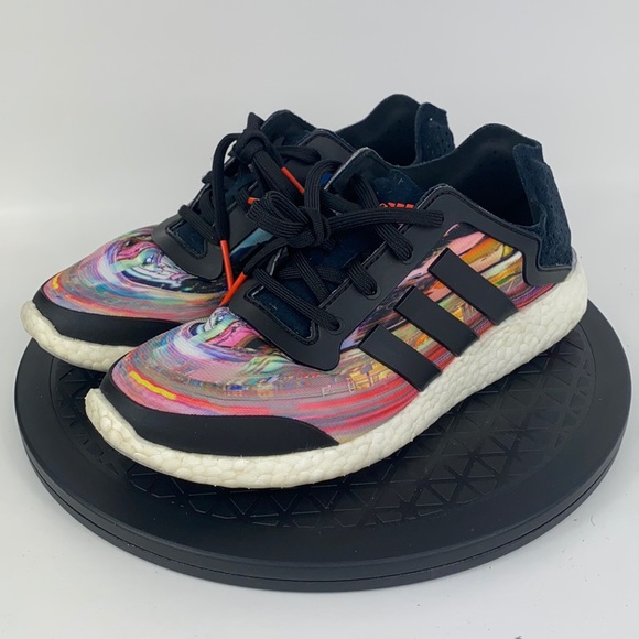 Adidas Pure Boost Black/Multicolor Running Shoes B41118 Women's Size 7 - Picture 1 of 12